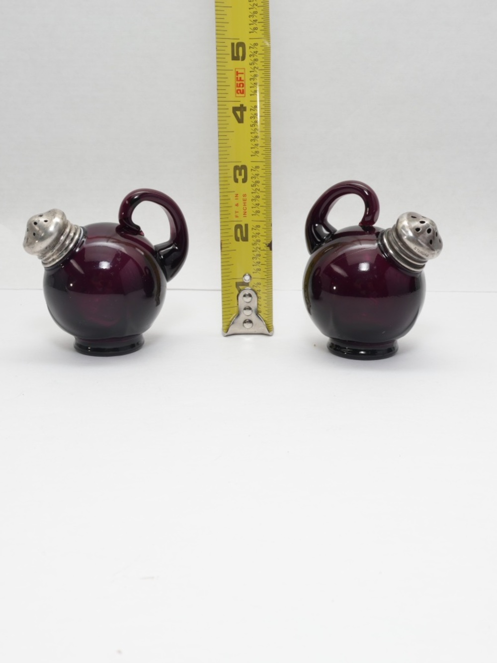 VINTAGE Amethyst Farberware SALT & PEPPER Shaker sterling silver top cap